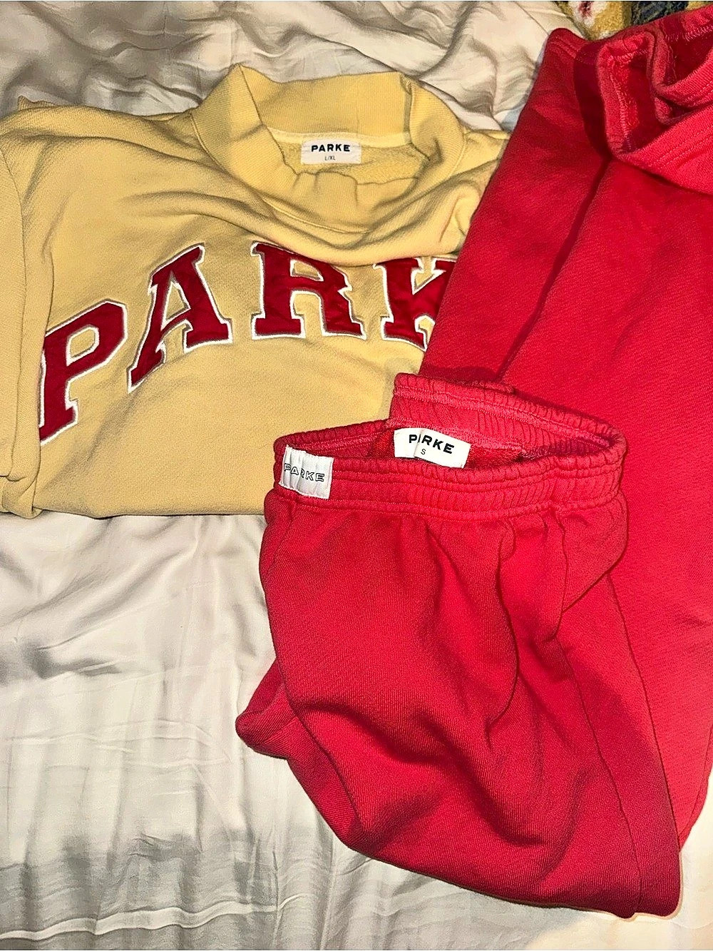 PARKE Mockneck Sweatshirt and Sweatpants in Peel/ Calypso